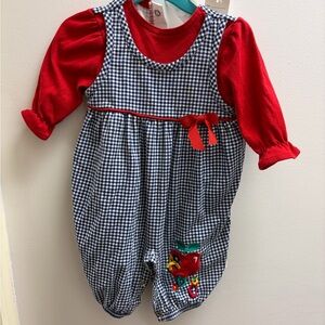 Red and Blue Gingham Baby Romper